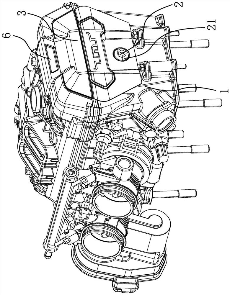 Noise reduction partition plate connecting structure of engine