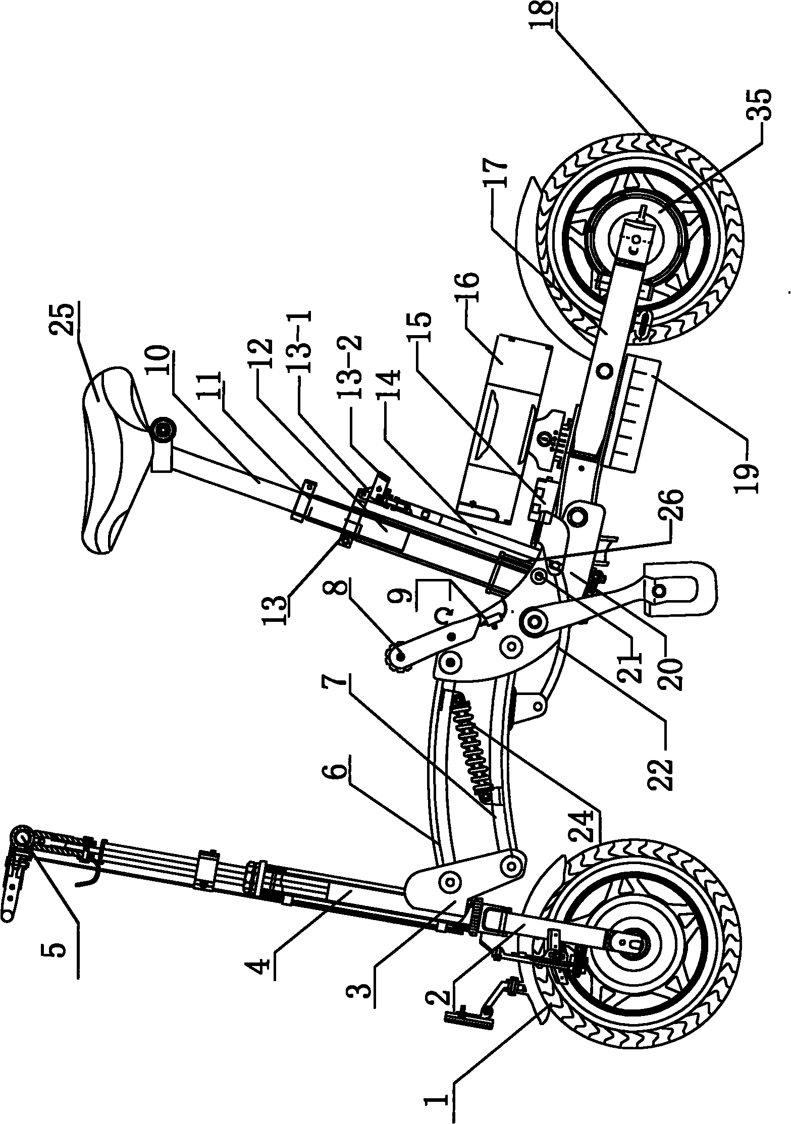 Semi-automatic folding moped