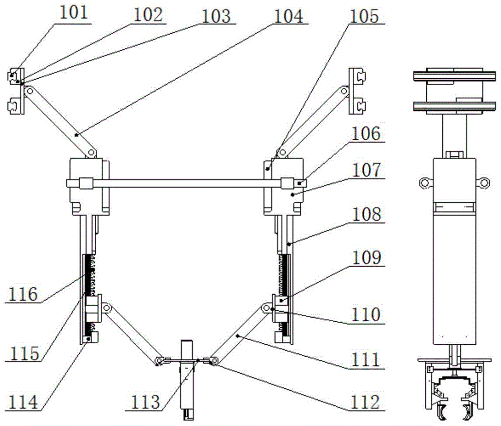 Material grabbing, lifting and translation device for truss truck