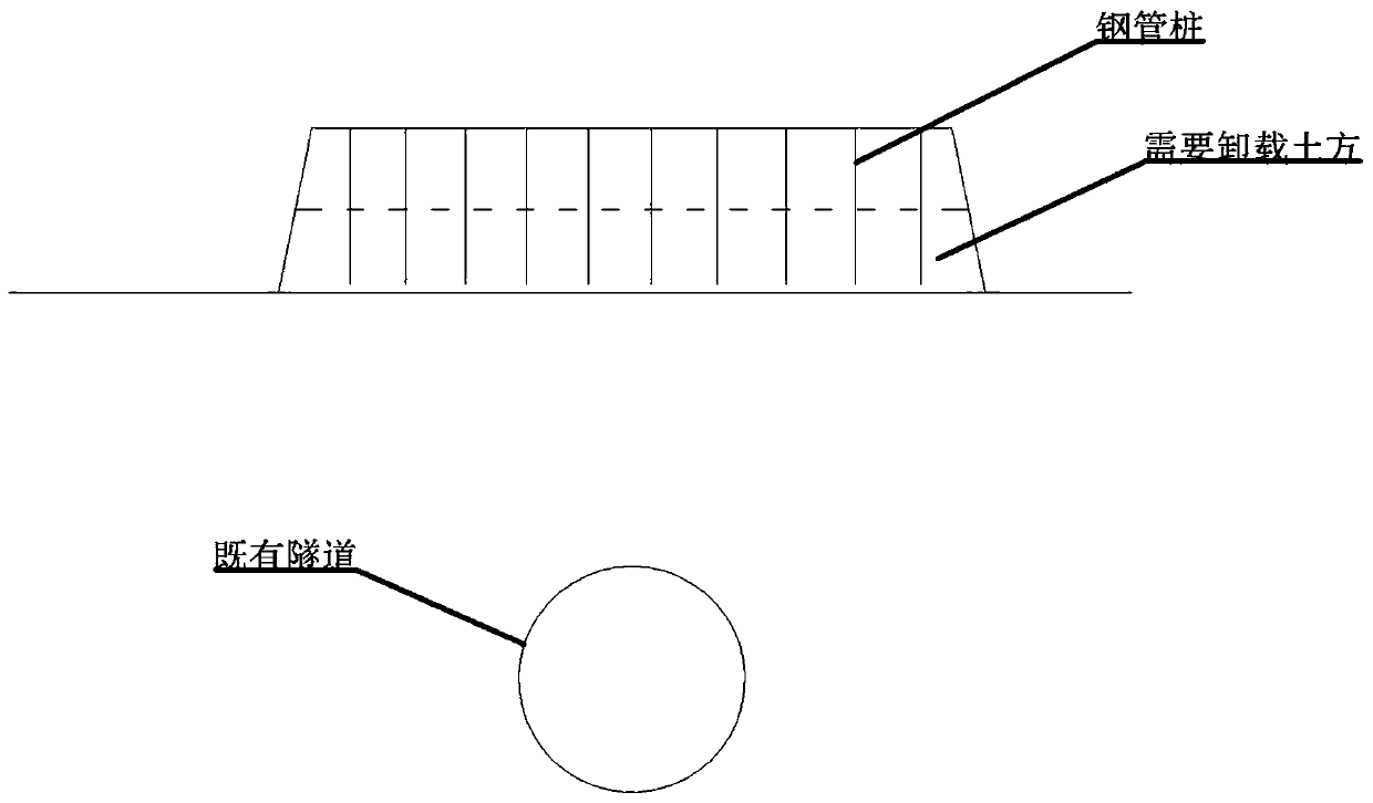 Method for preventing existing tunnel from floating in unloading earthwork process directly above tunnel