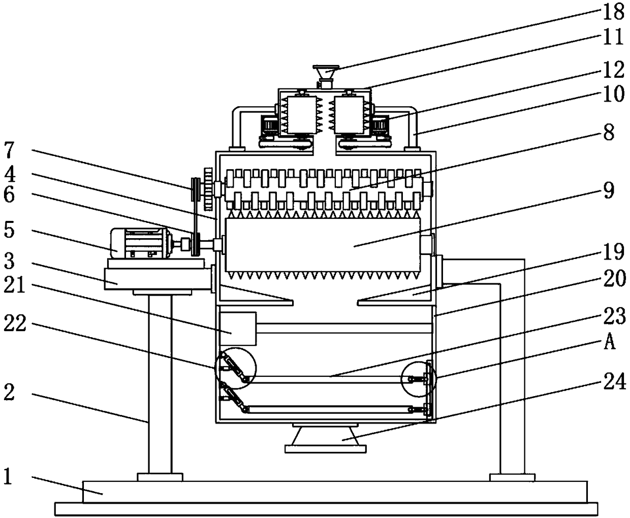 Crushing and screening device for biological medicinal materials