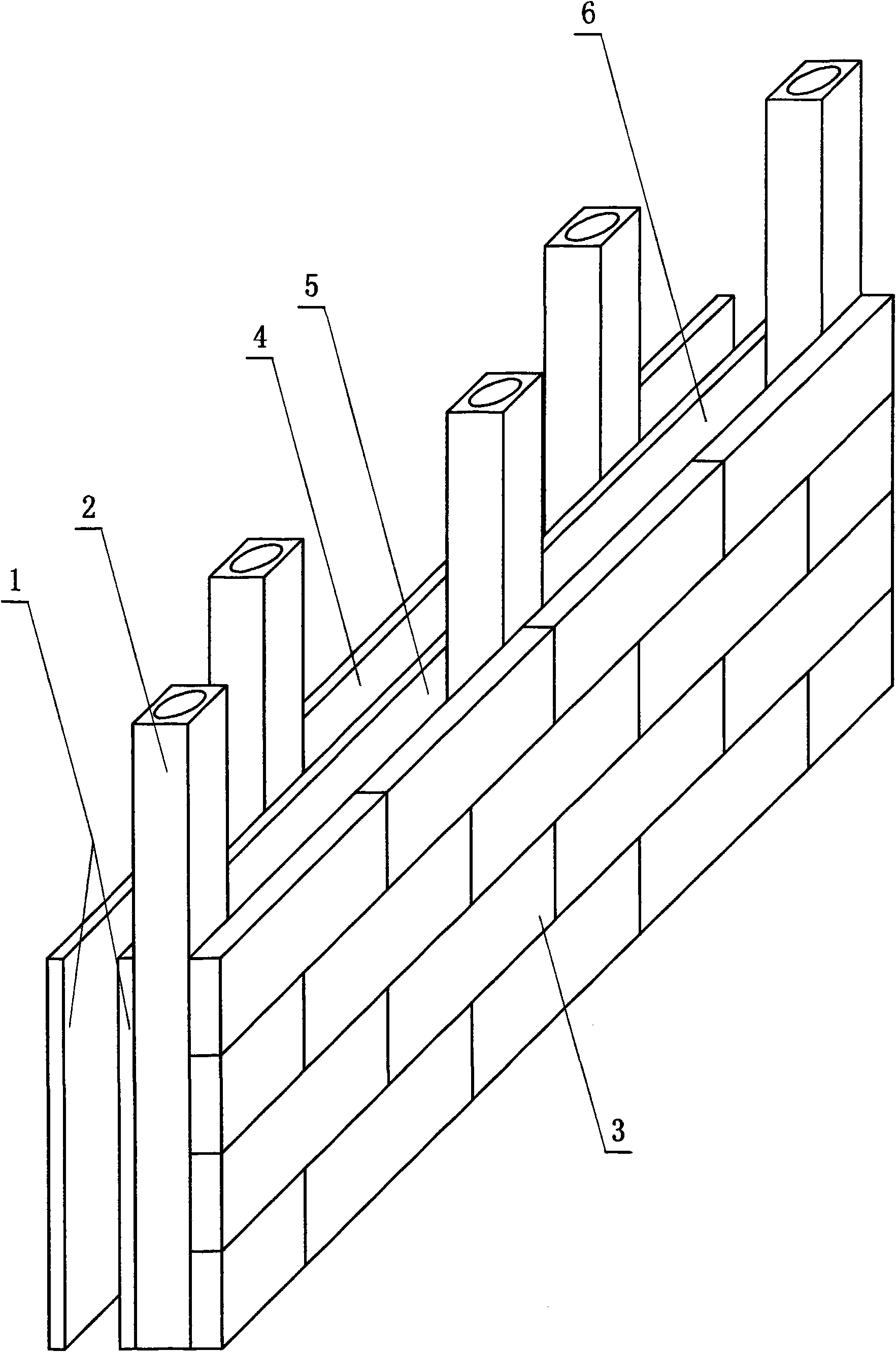 Filled type combined self-heat conserving external wall and process