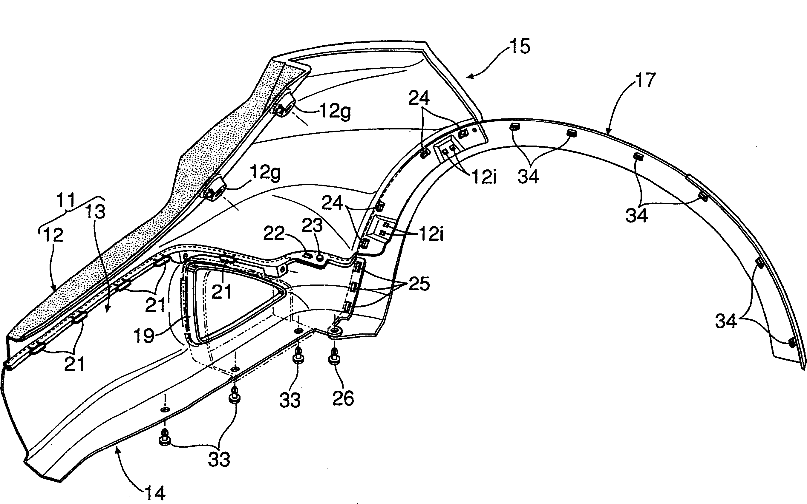 Structure for fixing wheel arch molding