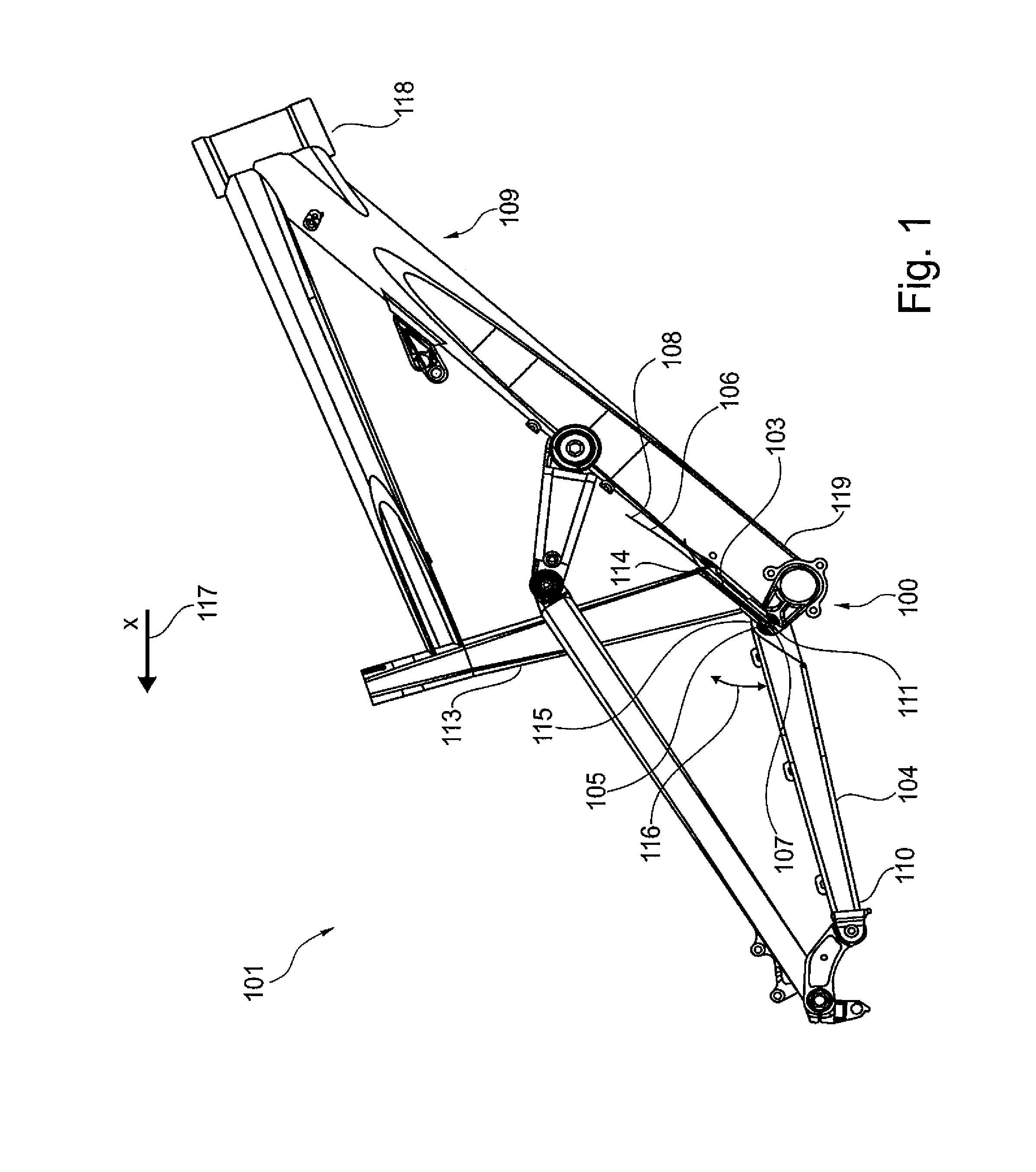 Frame element of a suspension-mounted two-wheeled vehicle frame for guiding a cable