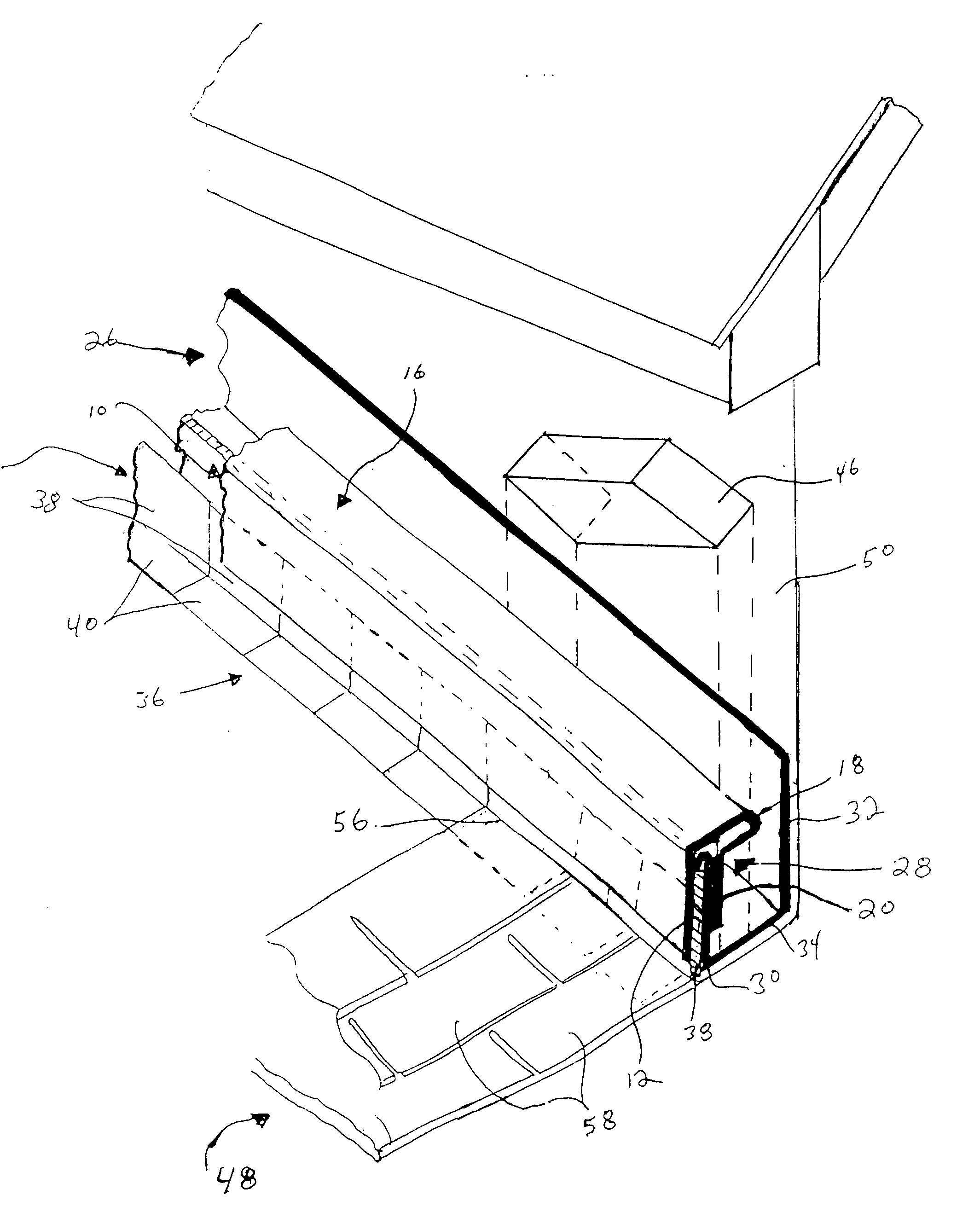 Slopped roof flashing system and method of use