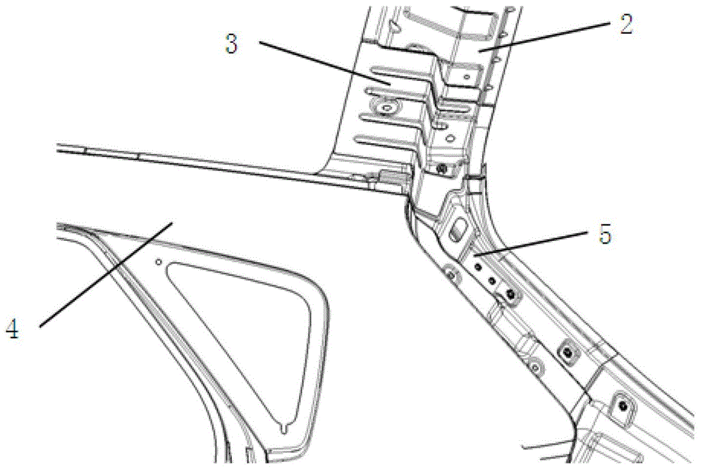 Lap joint structure of top cover rear cross beam and side coaming