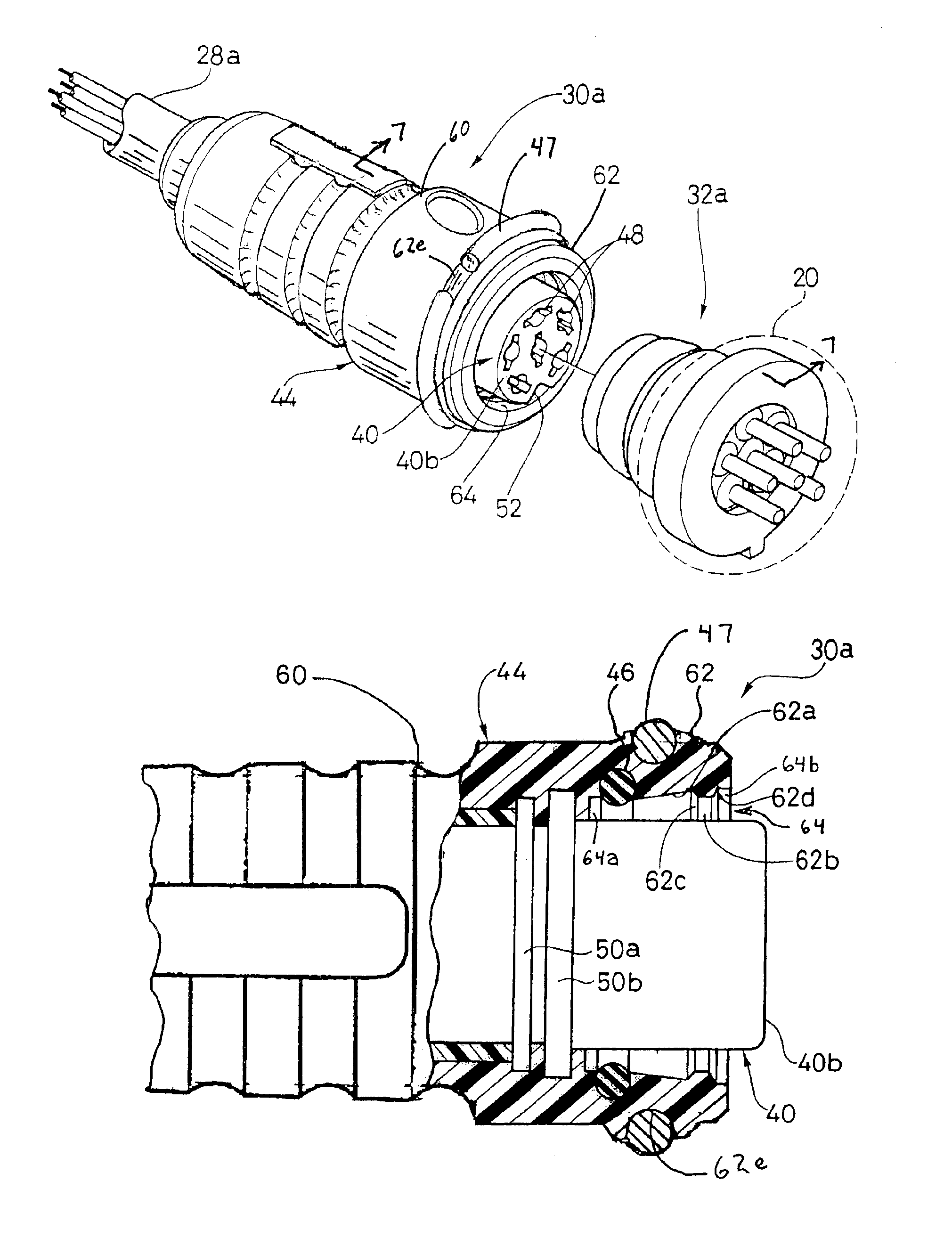 Electrical connector with resilient retaining ring to restrict radial expansion