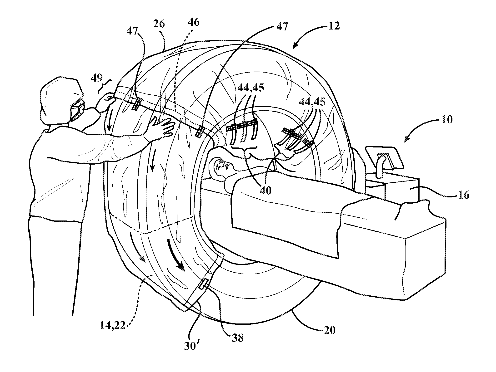 Sterile drape for an o-shaped ct scanner and method of draping an o-shaped ct scanner