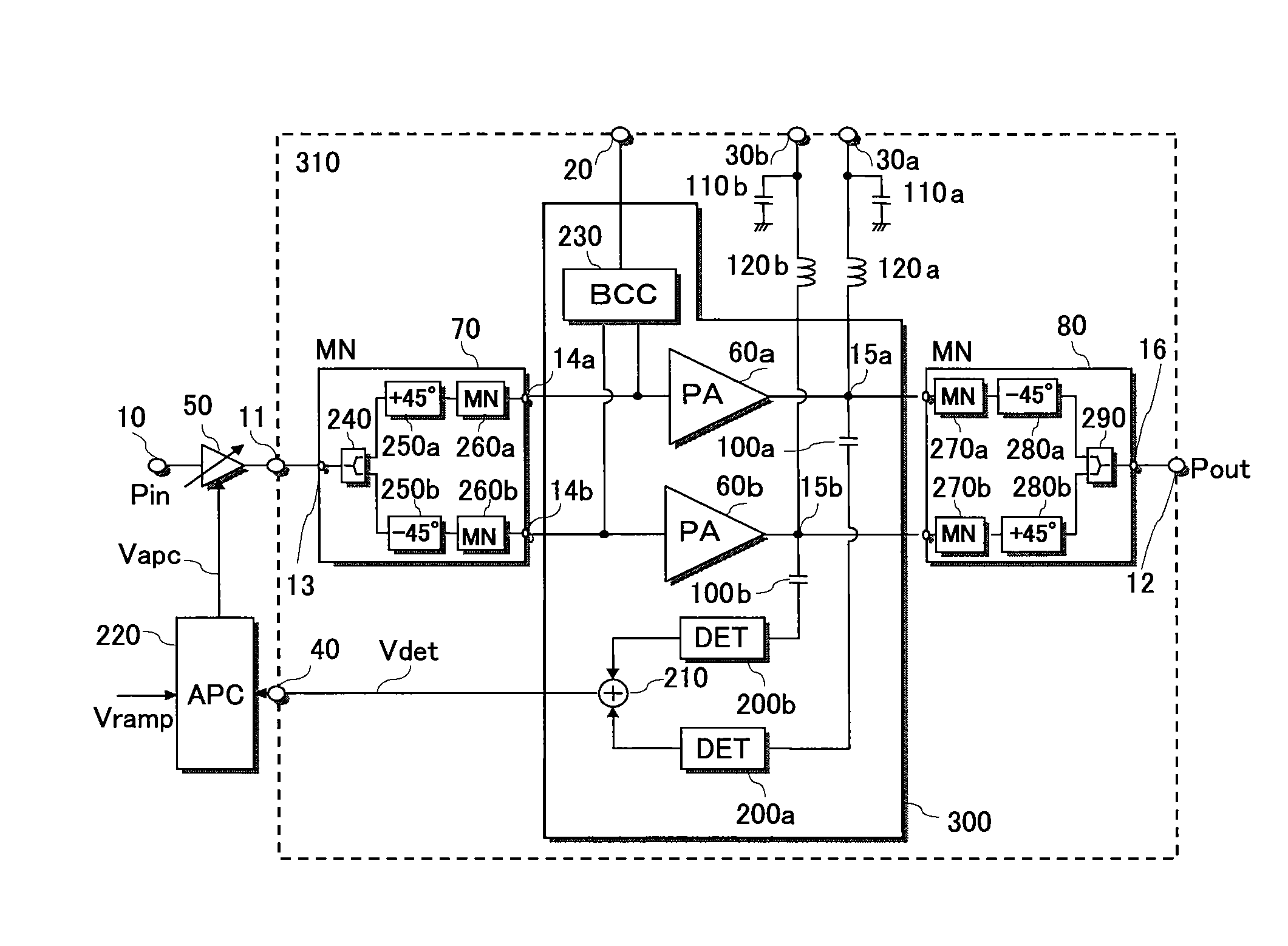 RF power amplifying device and wireless communication terminal device