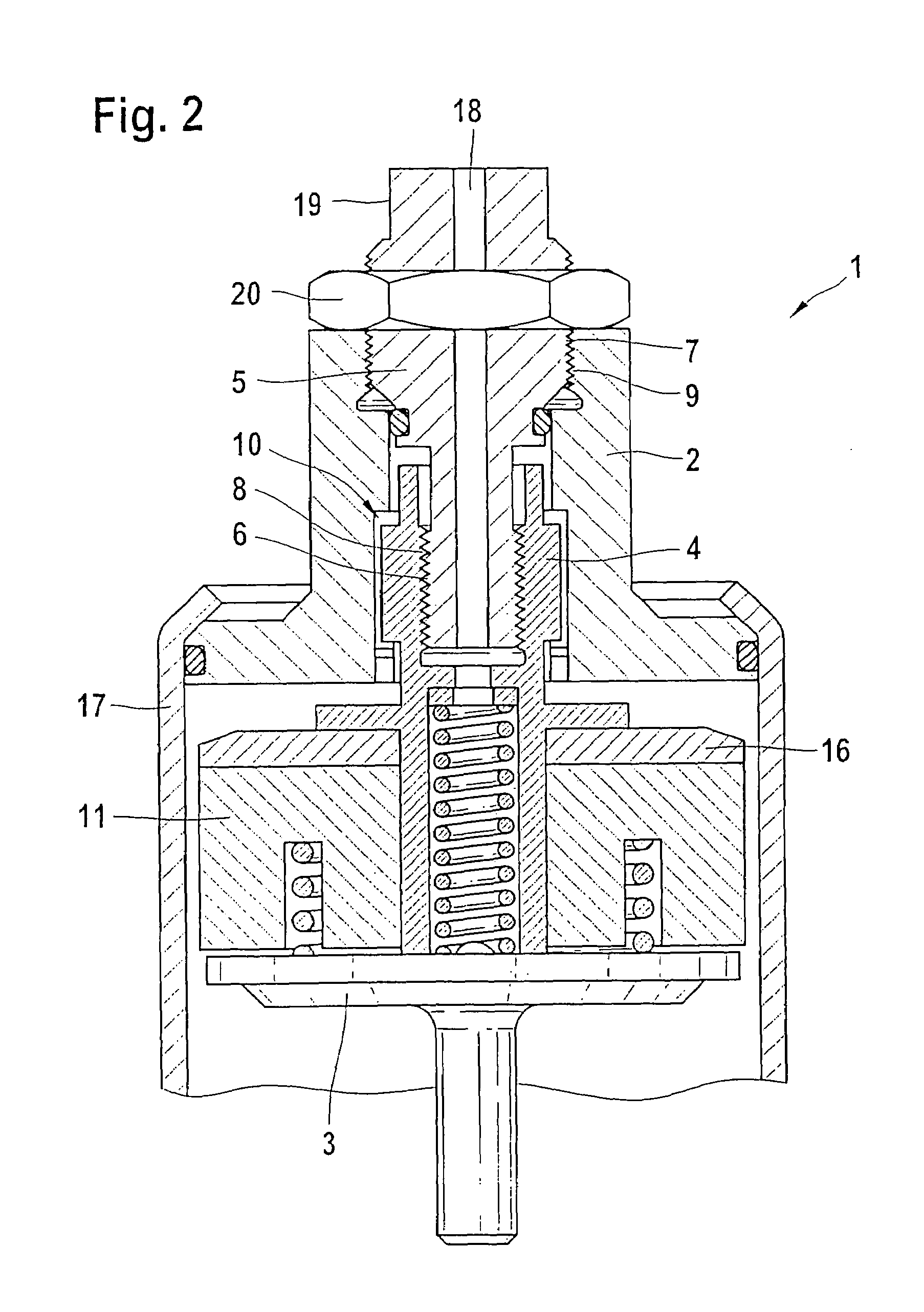 Device for adjusting the armature stroke of a solenoid valve