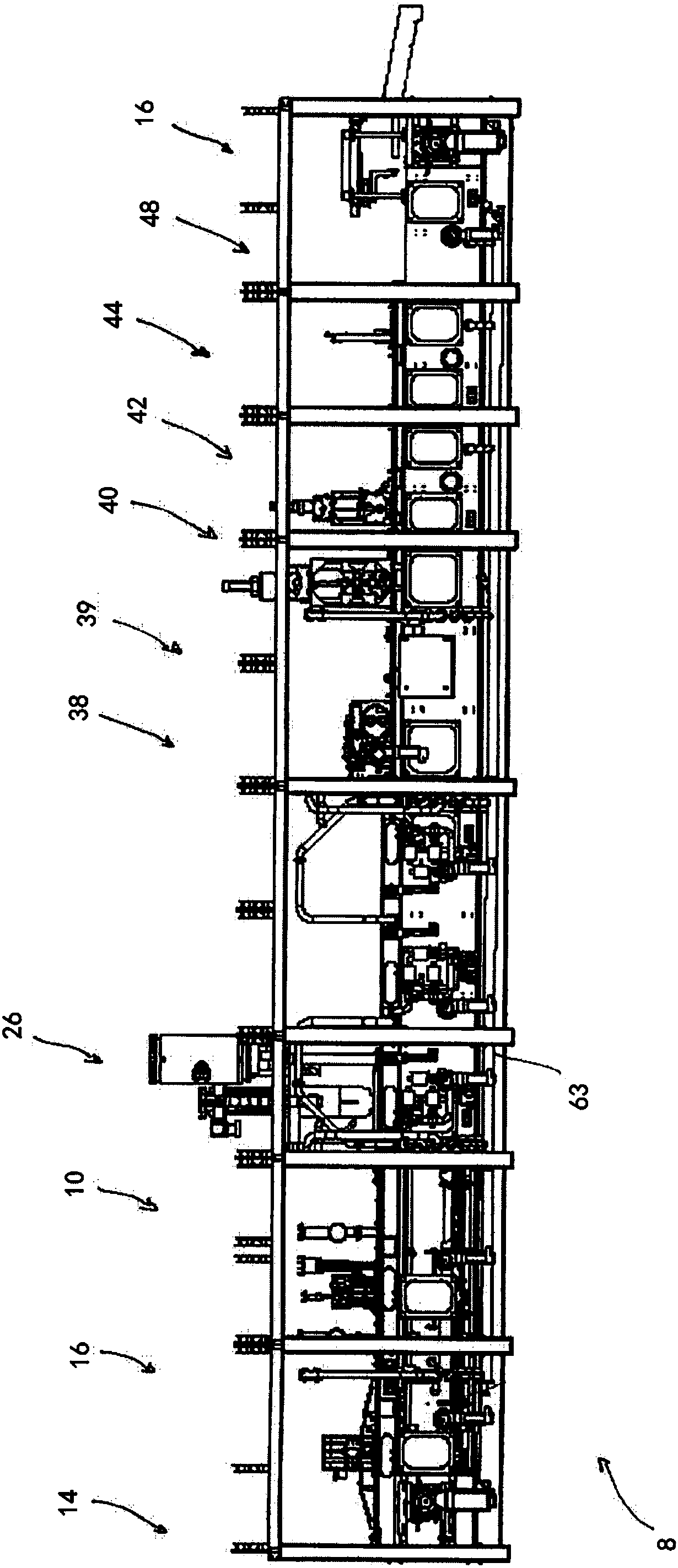 Device for filling packaging, in particular bottles or cups, with liquid to pasty food and beverages