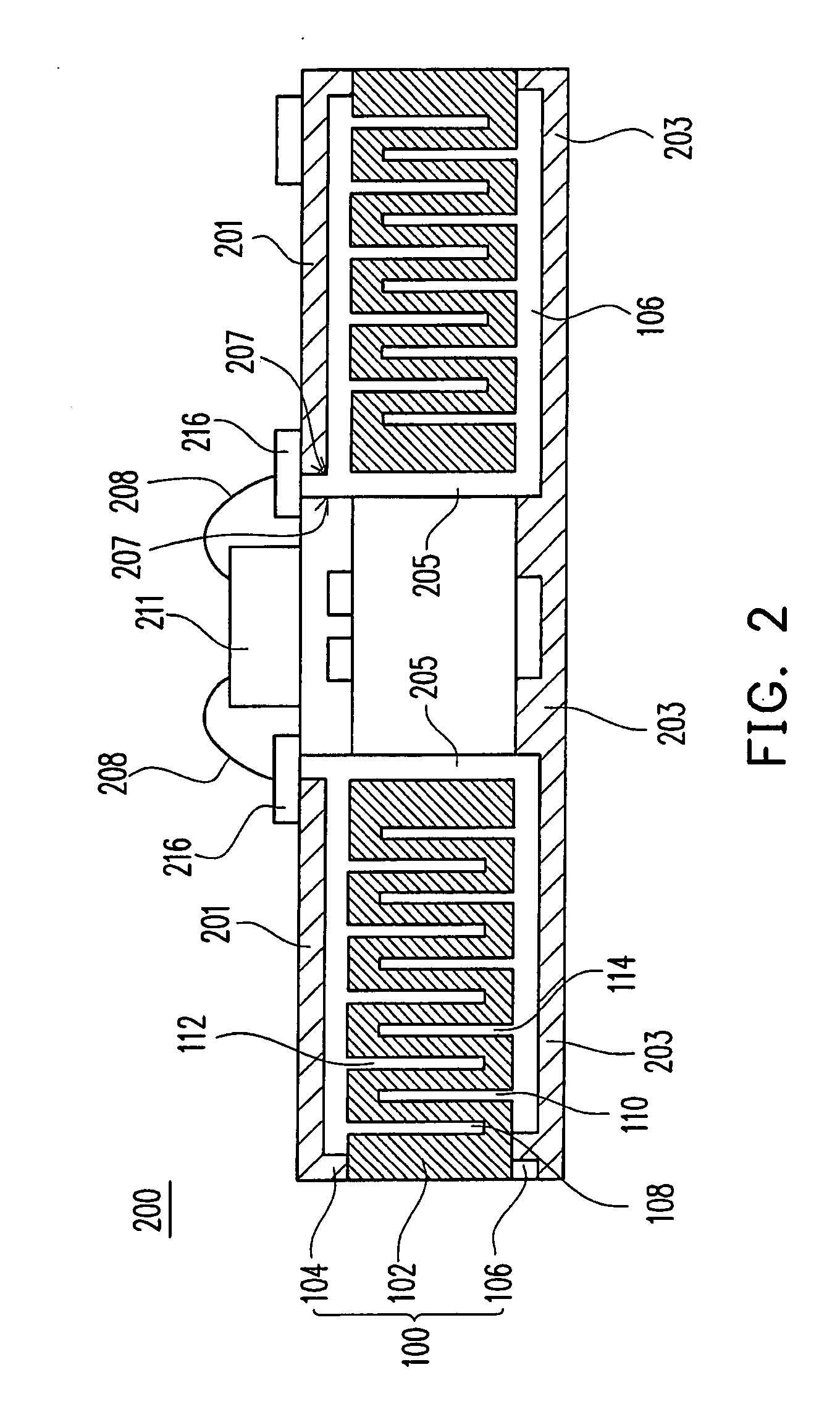 Package structure with embedded capacitor, fabricating process thereof and applications of the same