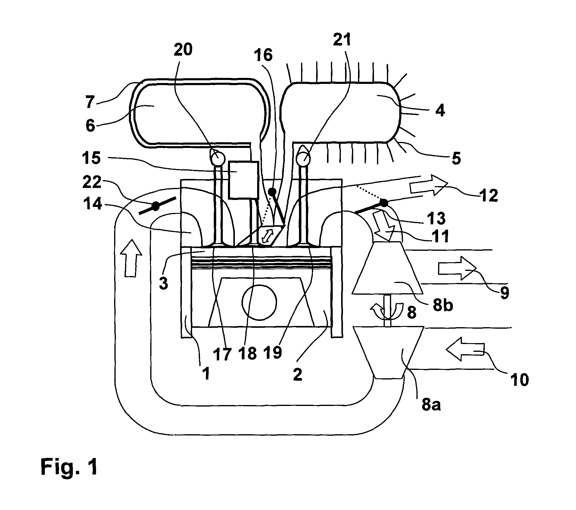 Pneumatic hybrid internal combustion engine on the basis of fixed camshafts