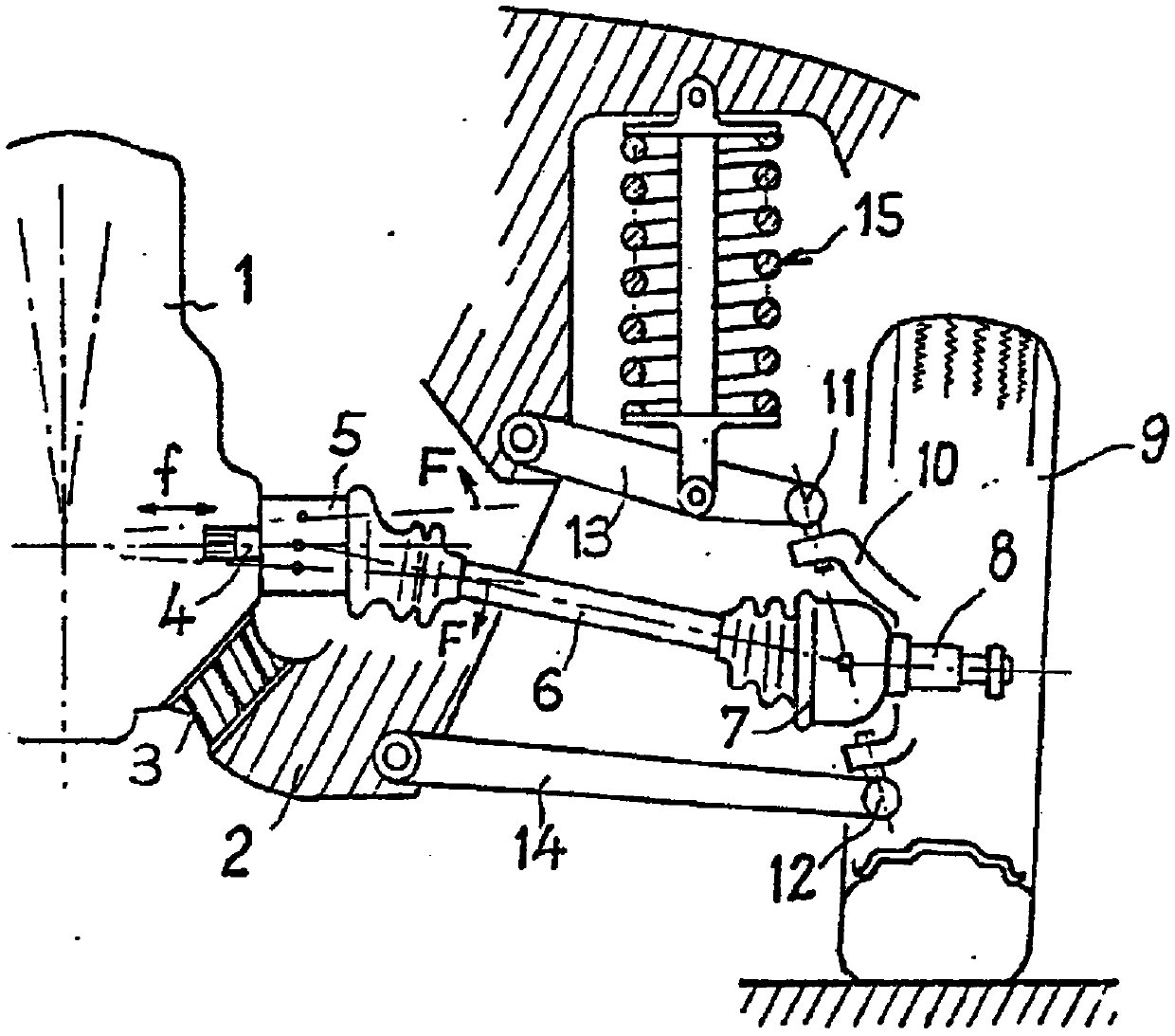 Transverse driving shaft of power transmission system of motor vehicle including internal combustion engine and transmission