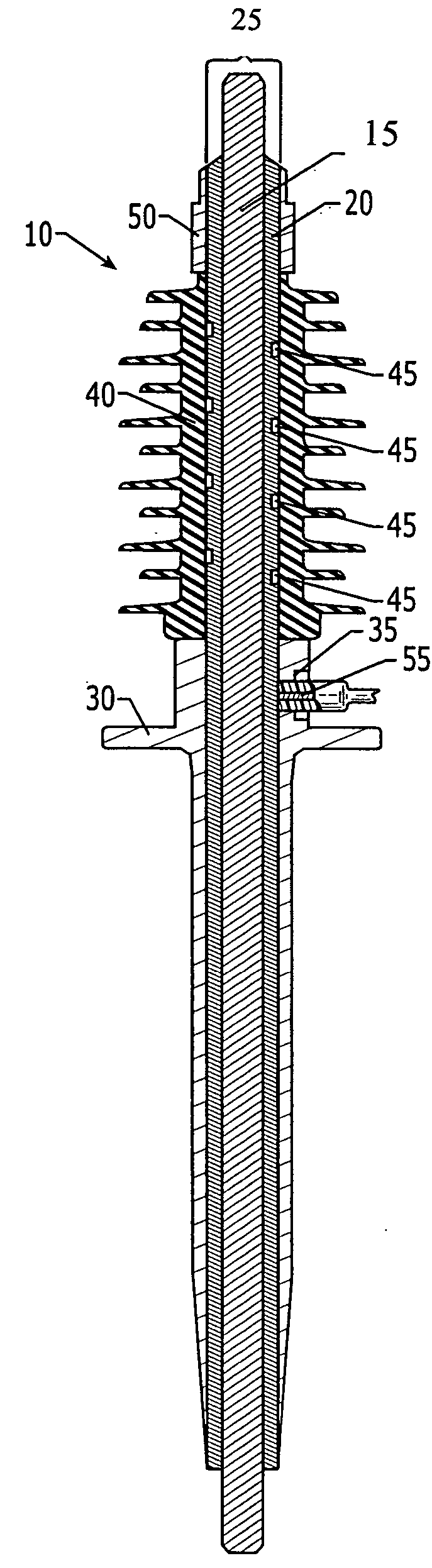 Apparatus bushing with silicone-rubber housing