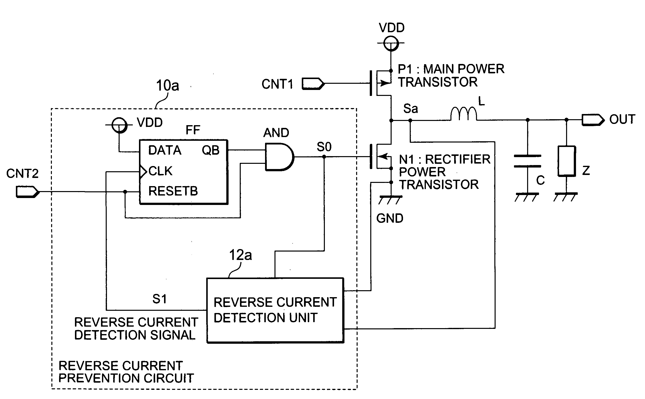 Switching regulator having reverse current detector
