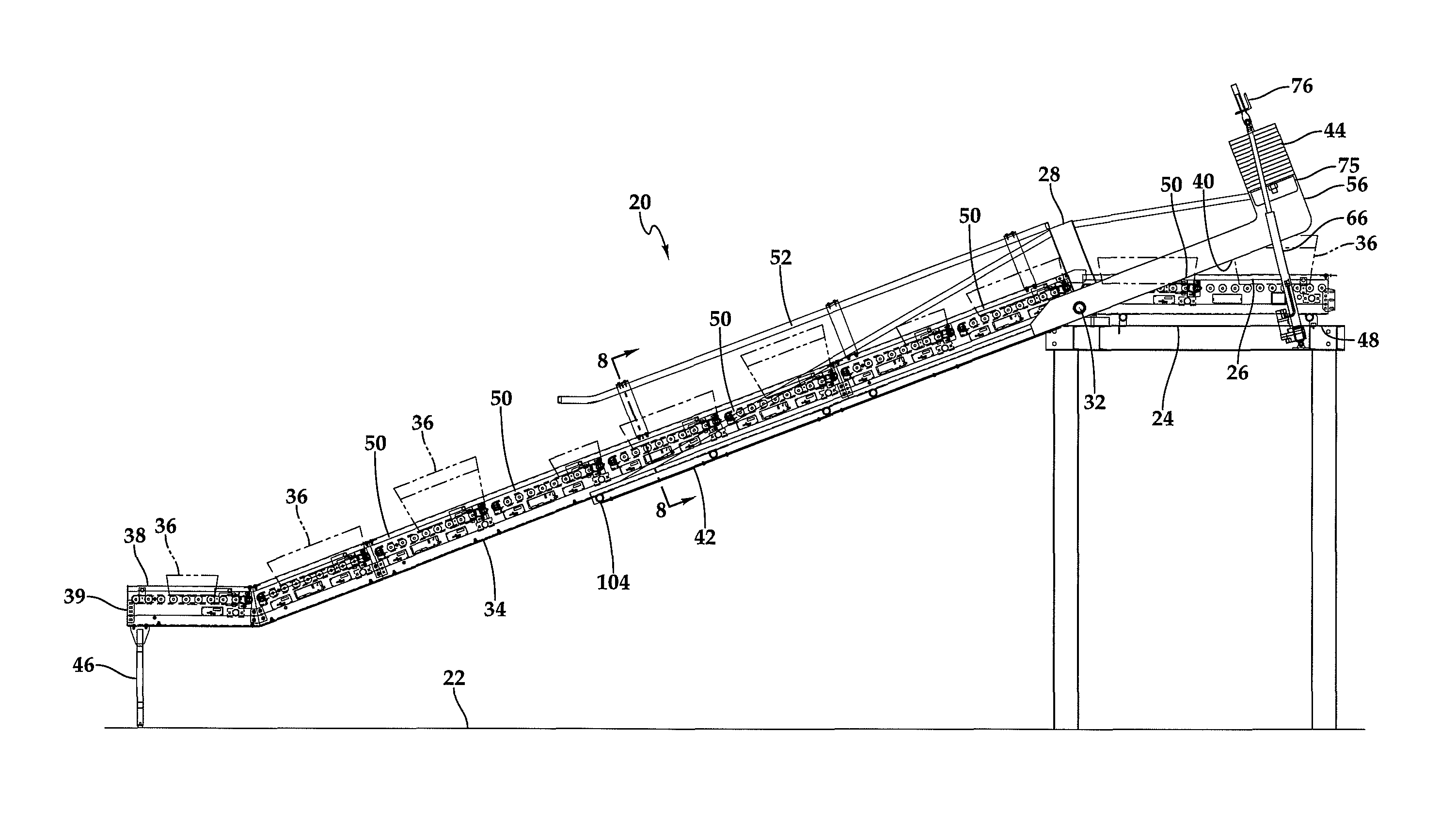 Counterbalanced elevating conveyor