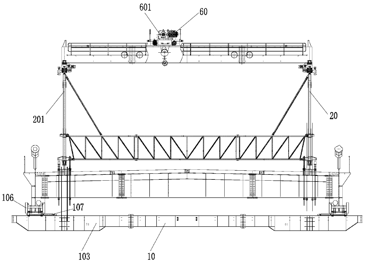 On-site assembly method of deck crane bottom basket system of cable-stayed bridge