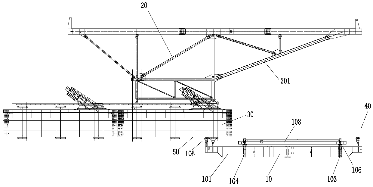 On-site assembly method of deck crane bottom basket system of cable-stayed bridge