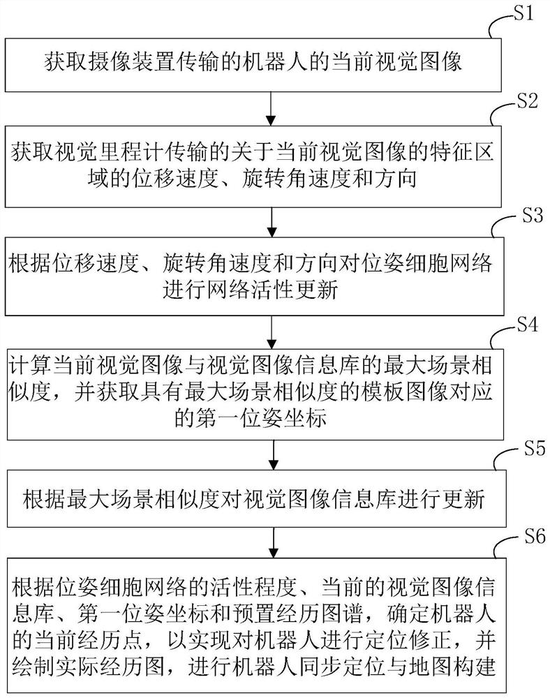 Method and device for simultaneous localization and map construction based on rodent model