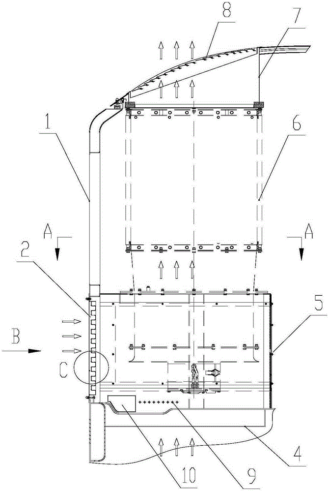 Ventilating structure of vertical resistance brake for locomotive