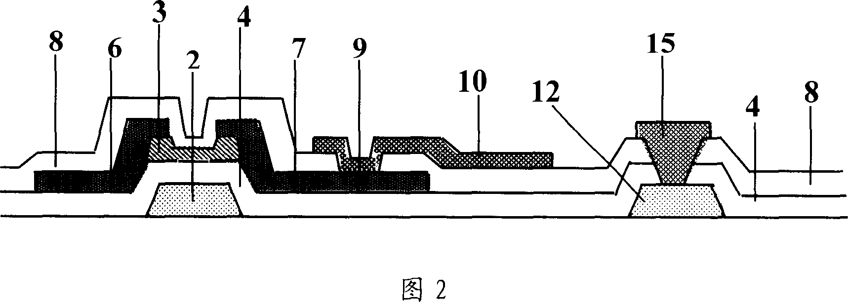 TET LCD array substrate structure and its producing method