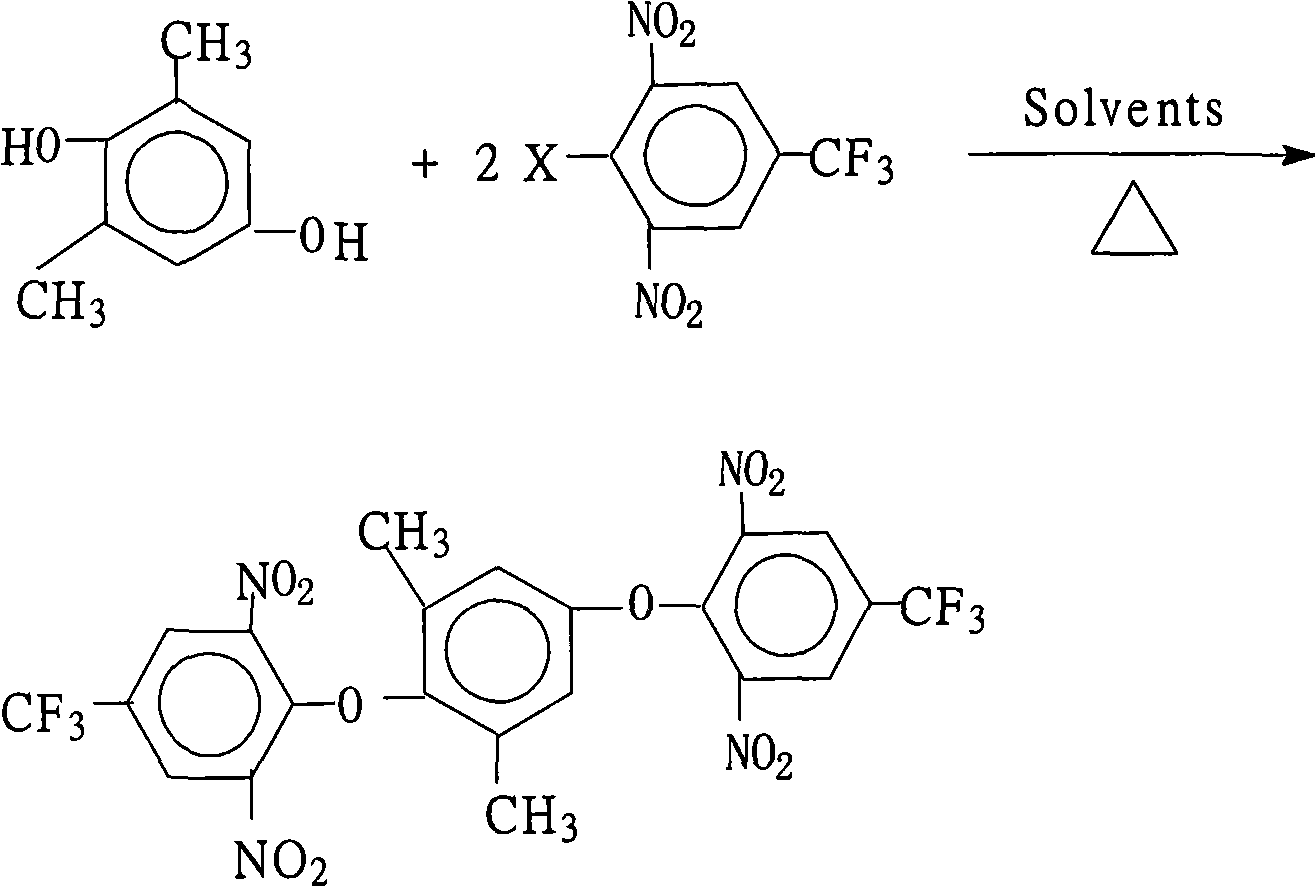 Method for preparing 1,4-di(2,6-dinitryl-4-trifluoromethyl phenoxy)-2,6-dimethyl benzene