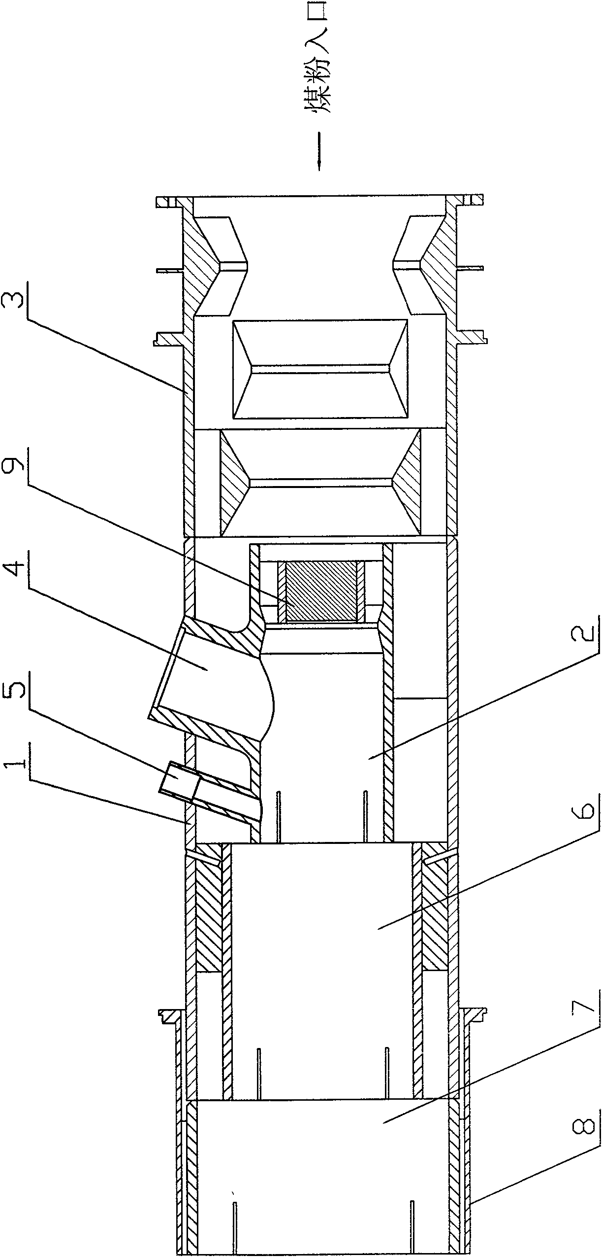 Low NOx DC micro-oil coal powder burner