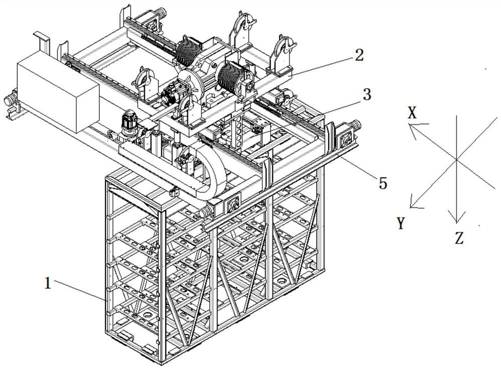 Battery replacing truss carrying robot