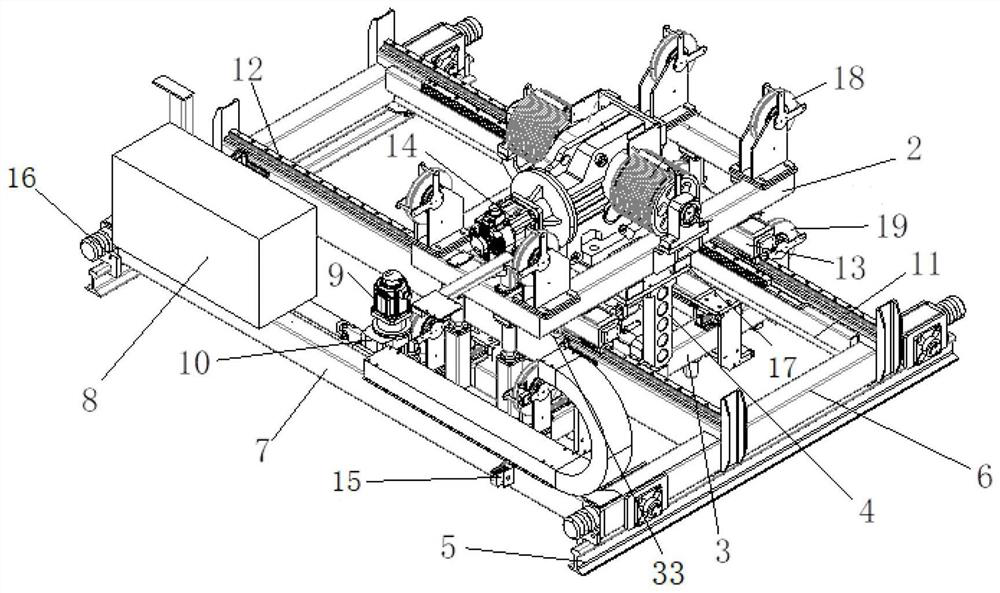 Battery replacing truss carrying robot