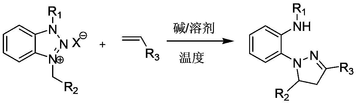 A method for preparing 1,3,5-triaryl-substituted pyrazoline derivatives