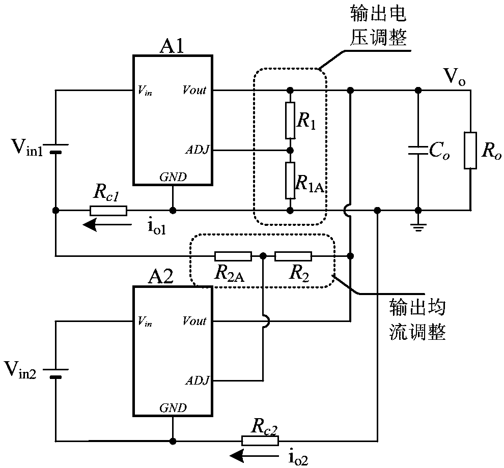 A current sharing control circuit for parallel output of two power modules