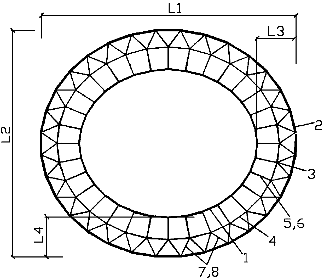 Open type super-long-span cable dome structure