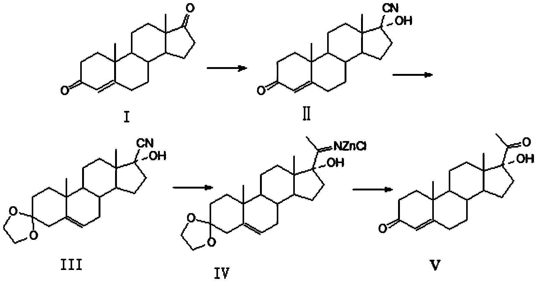 High-yield simple preparation method of 17alpha-hydroxy progesterone