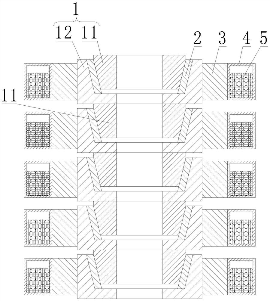 Floating slab track vibration isolator integrating particle damping vibration absorption and band gap vibration resistance