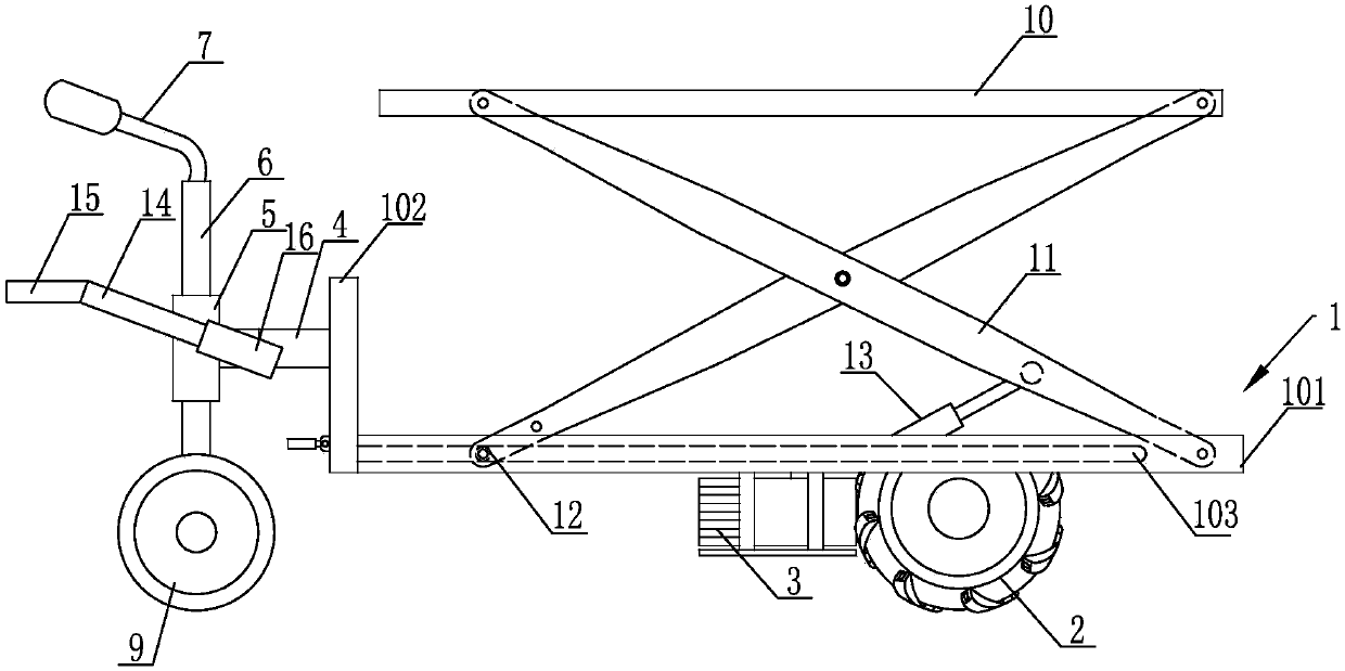 Forward and reverse electric truck with lifting type loading platform