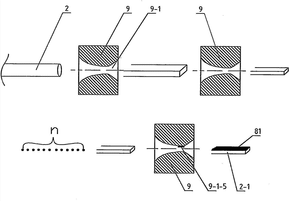 Processing method for photovoltaic solder strips as well as wire-drawing die and photovoltaic solder strip processing device used in method