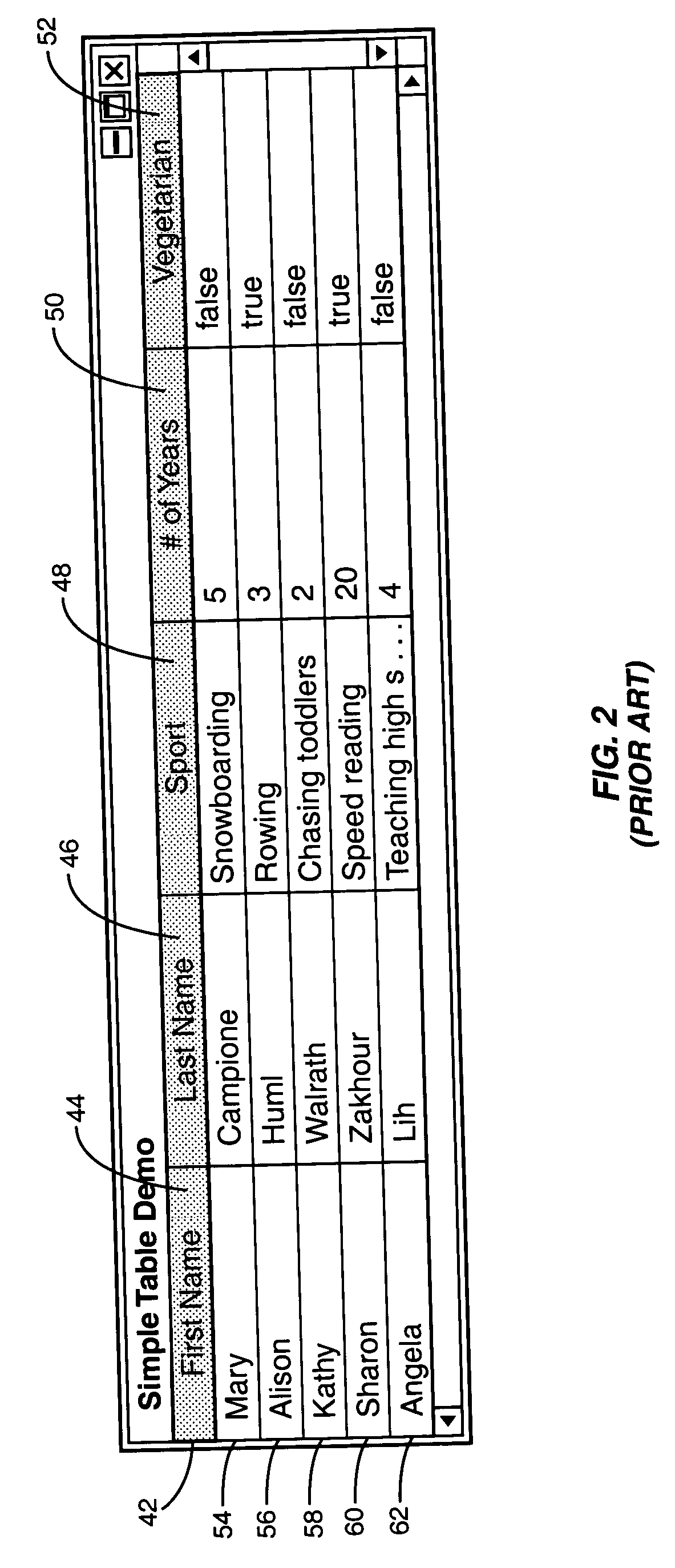 System and method to display table data residing in columns outside the viewable area of a window