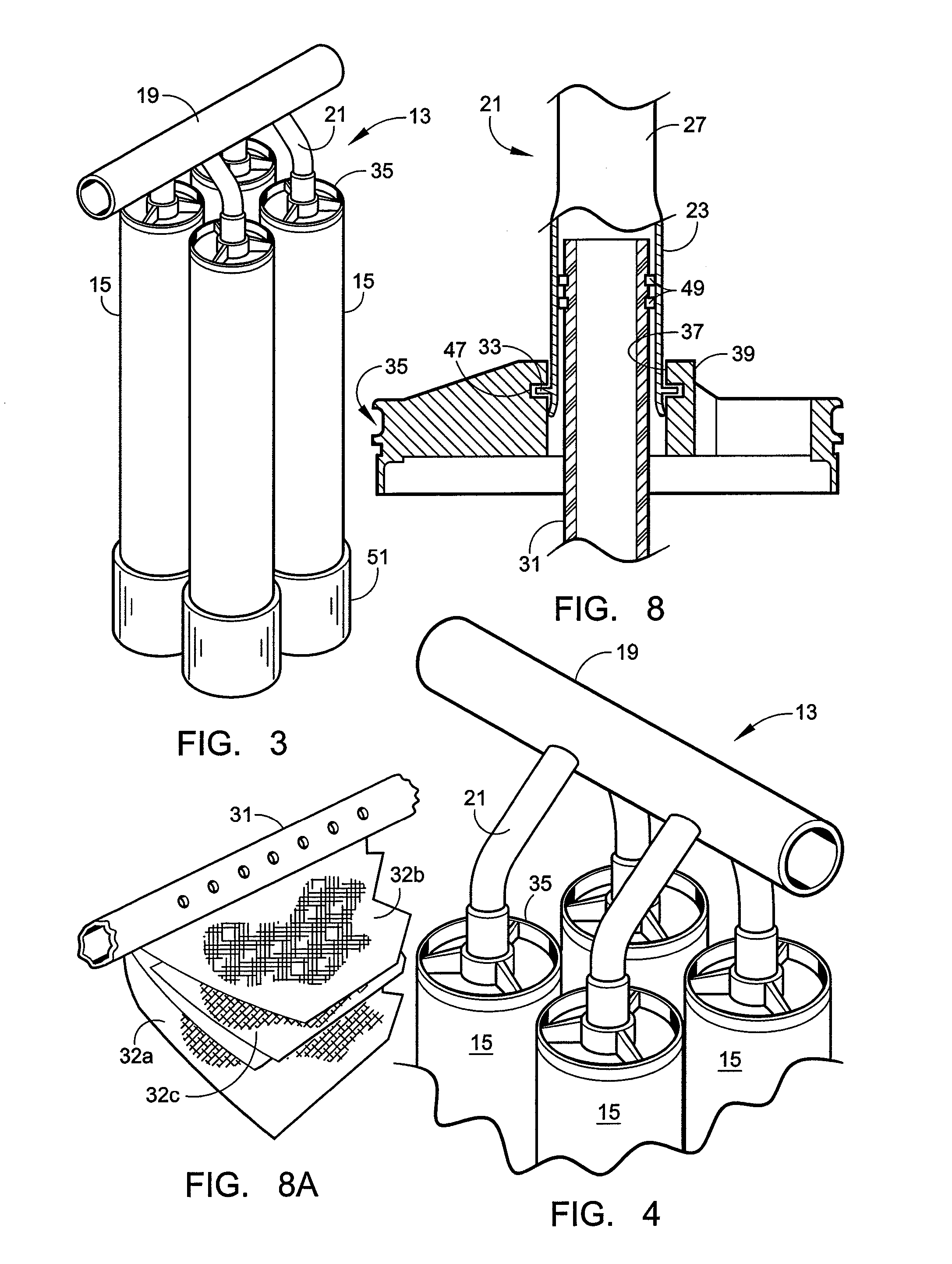 Network for supporting spiral wound membrane cartridges for submerged operation
