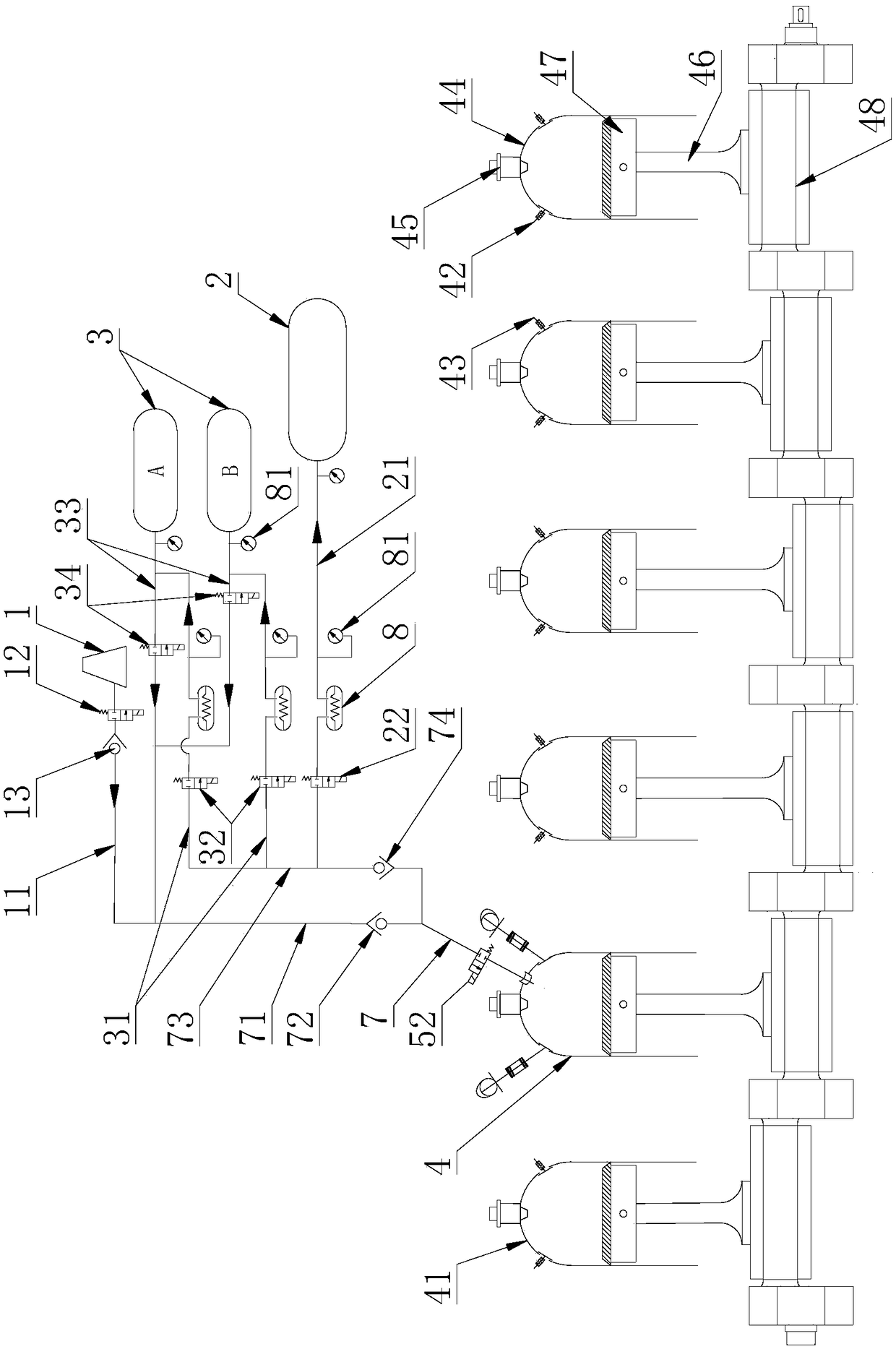 CNG engine single-cylinder self-inflating system and self-inflating method