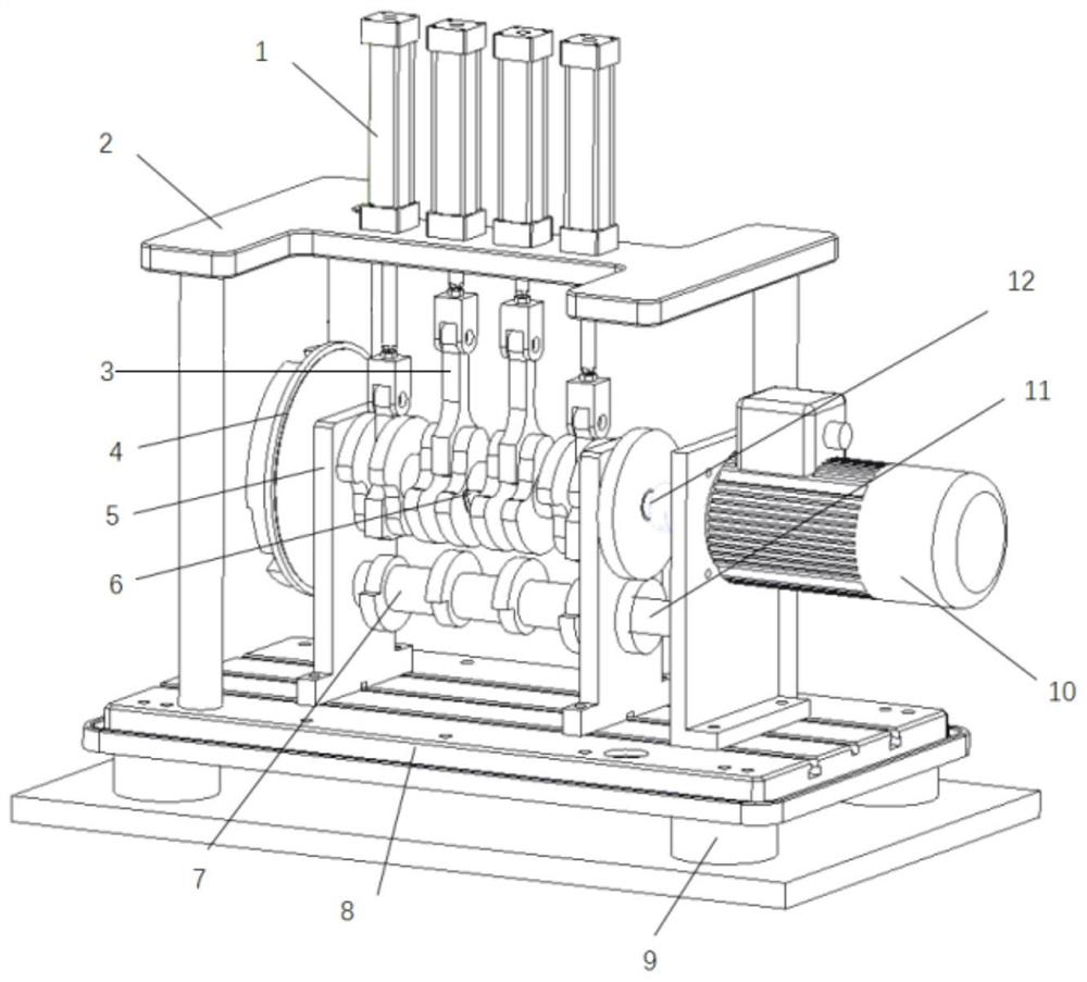 Expandable internal combustion engine crankshaft system simulation device