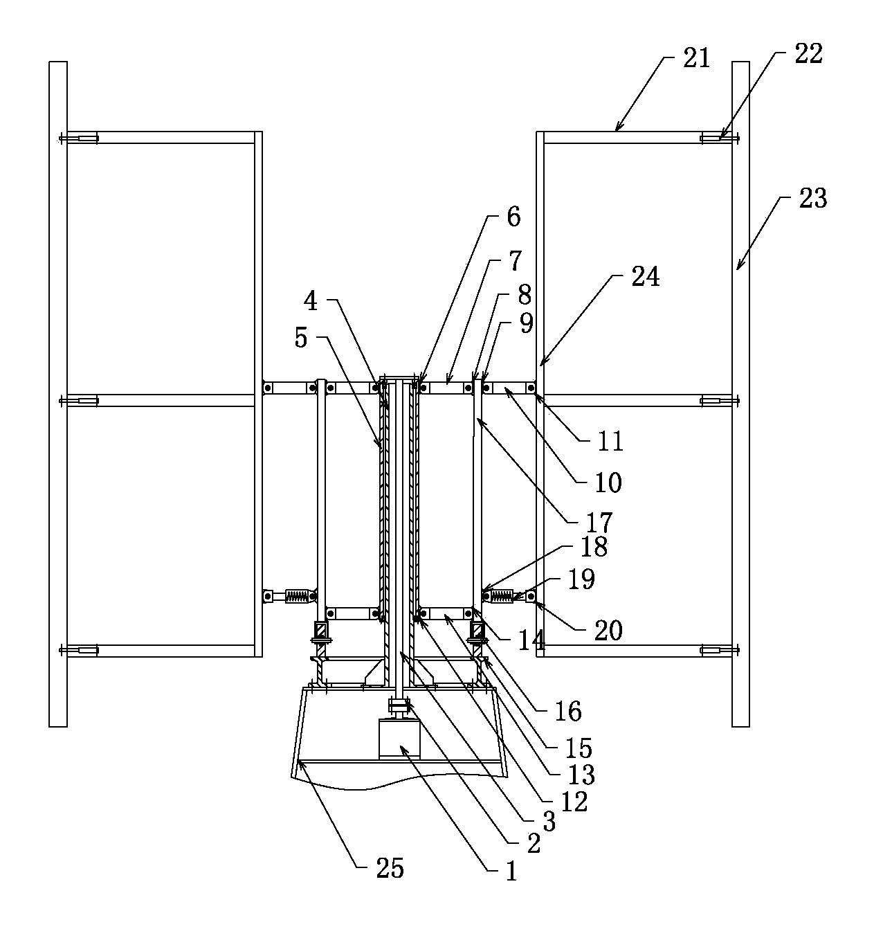 Large variable-pitch-type vertical axis wind turbine generator system