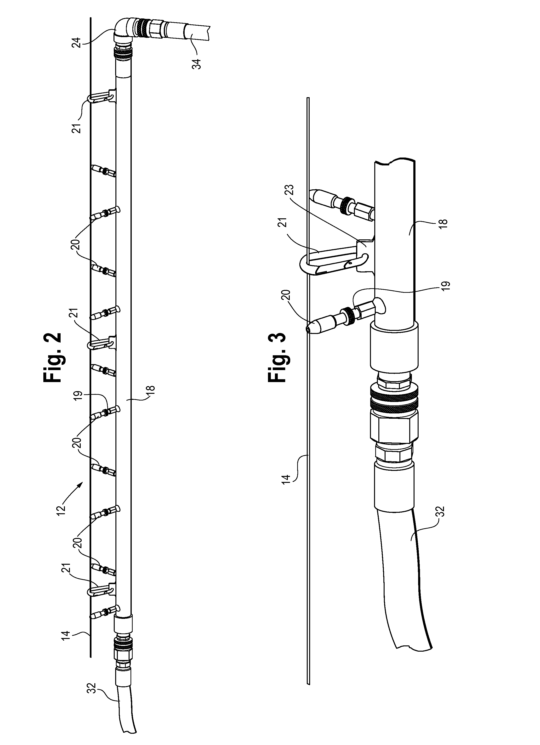 Water evaporation system using nozzles attached to a suspended cable