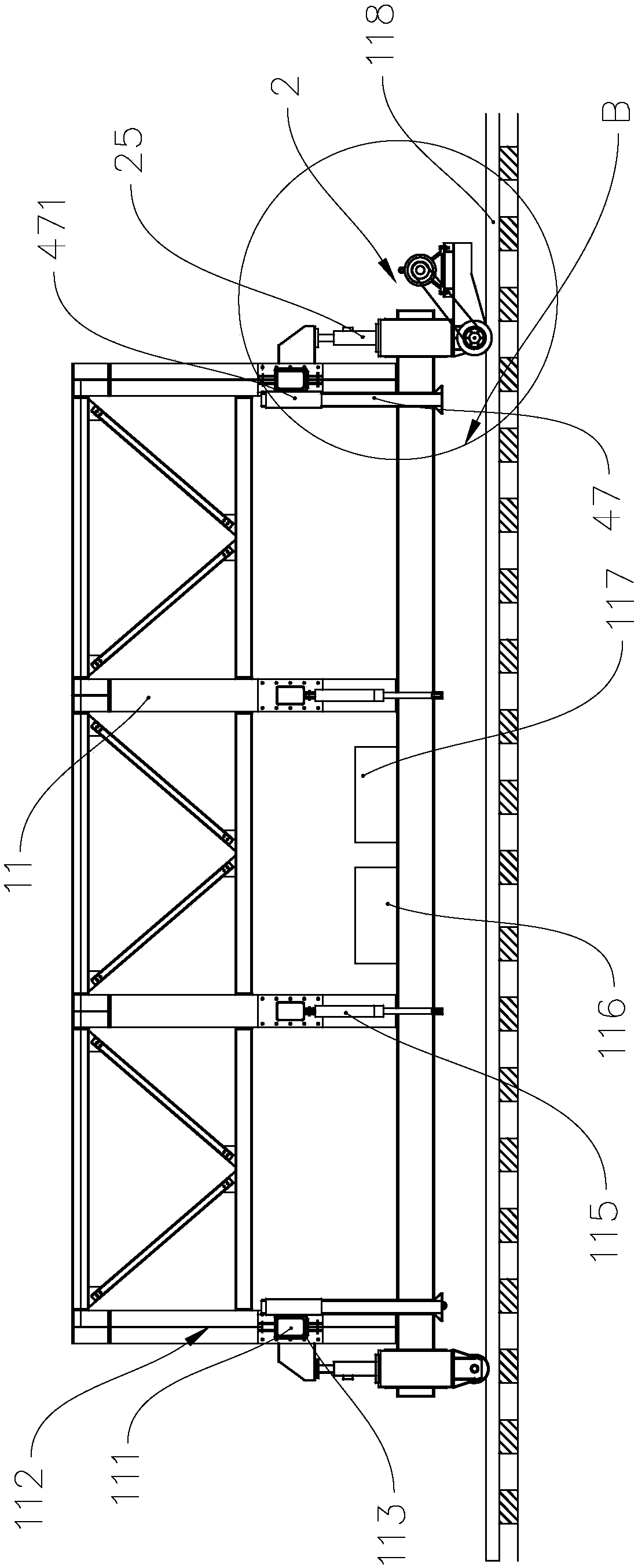 Formwork device and construction method for tunnel water ditch
