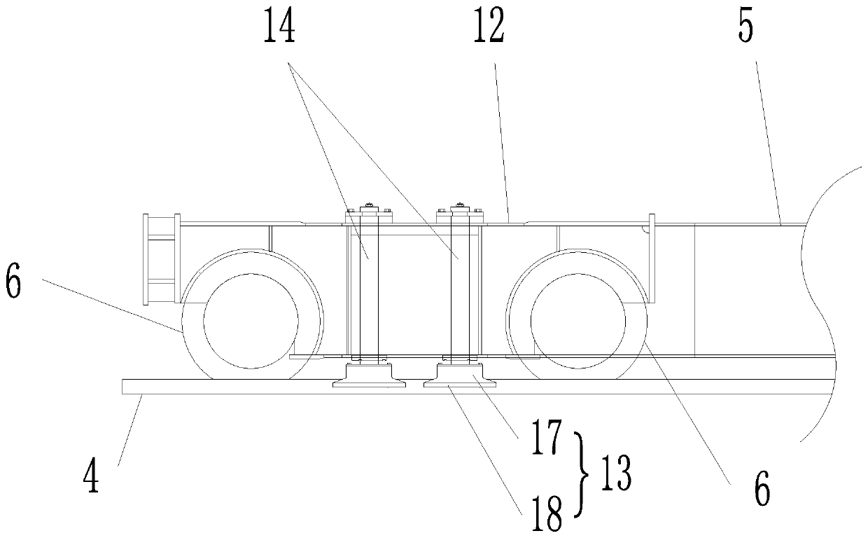 Shore bridge trolley lifting appliance fine adjustment shifting system