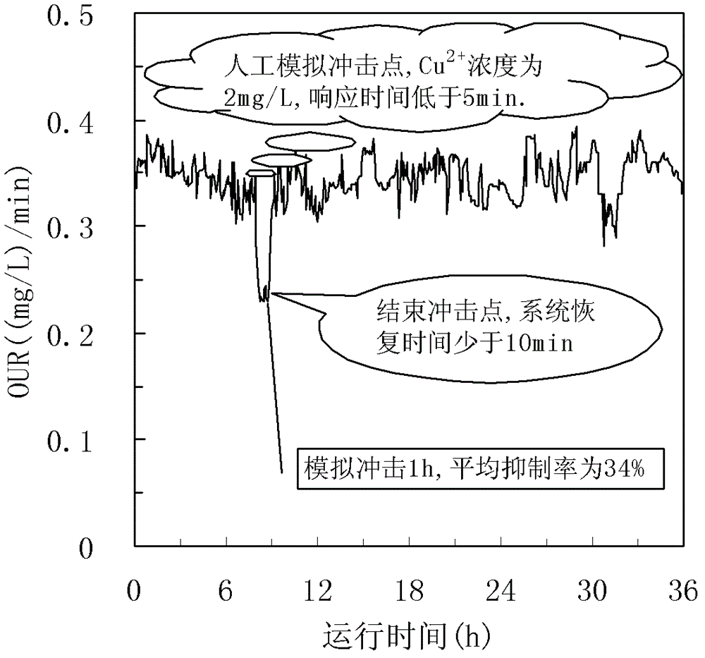 System and method for monitoring municipal saprobia inhibitive ability in real time based on oxygen uptake rate (OUR)