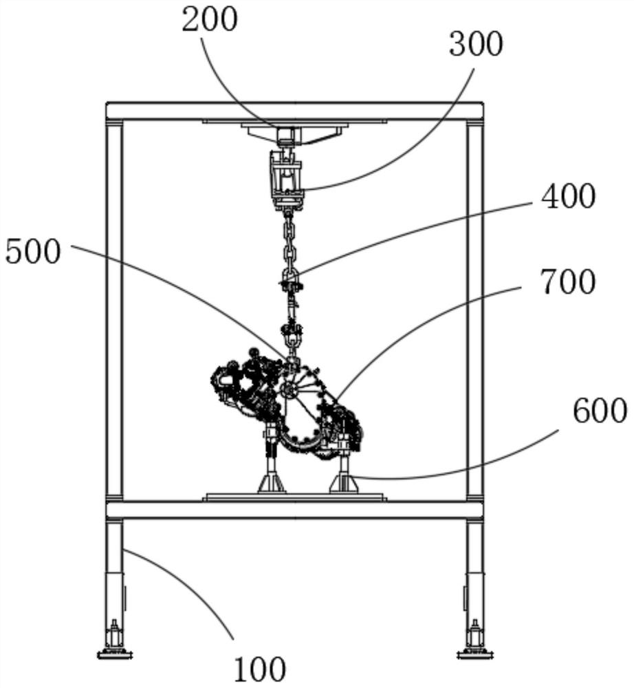 Device for an installation structure fireproof test under engine suspension static loading