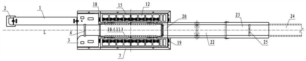 Dam-passing navigation arrangement structure of upstream launching type ship lift