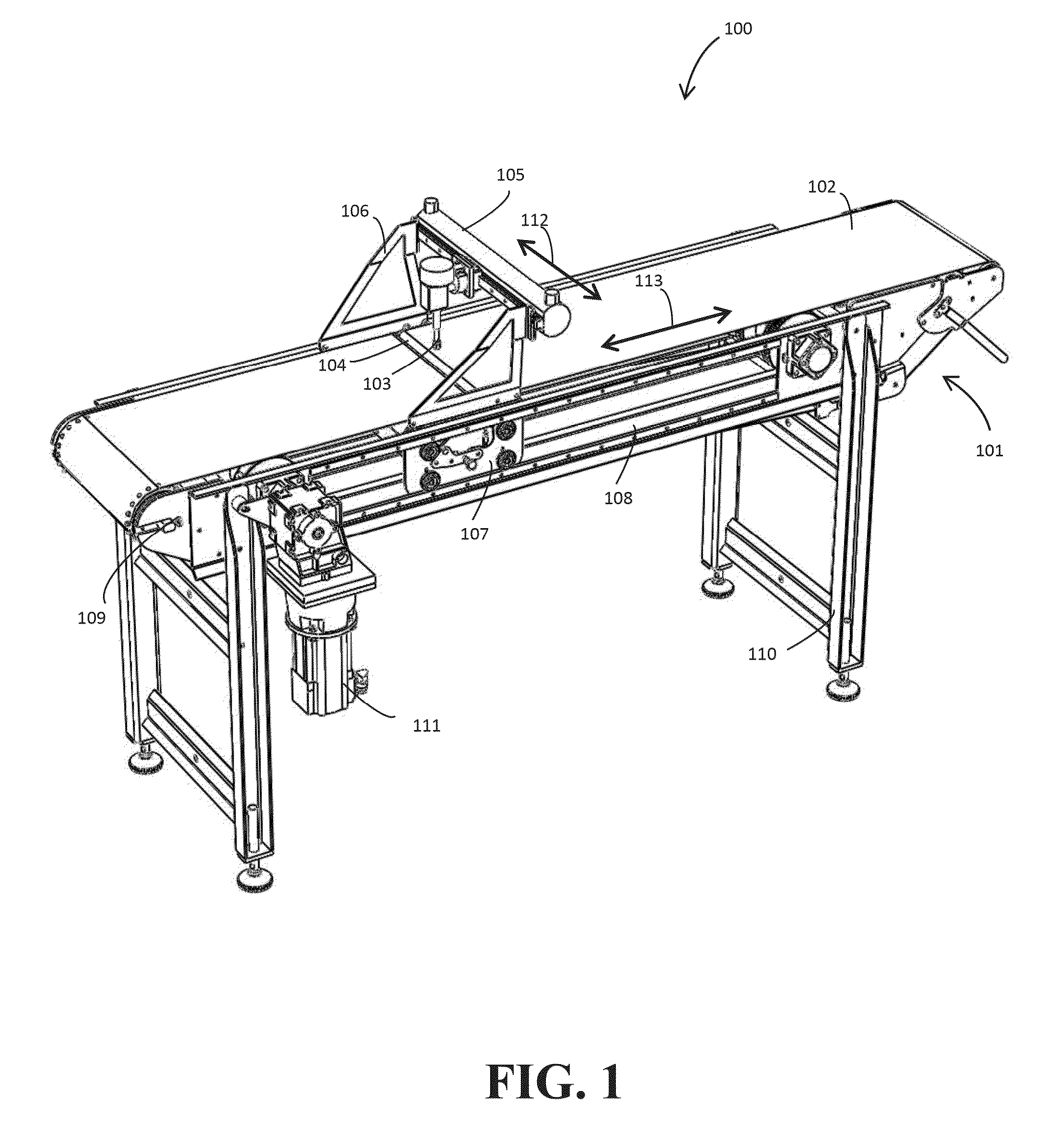 Cutting apparatus for cutting food items conveyed on a conveyor including at least one conveyor belt