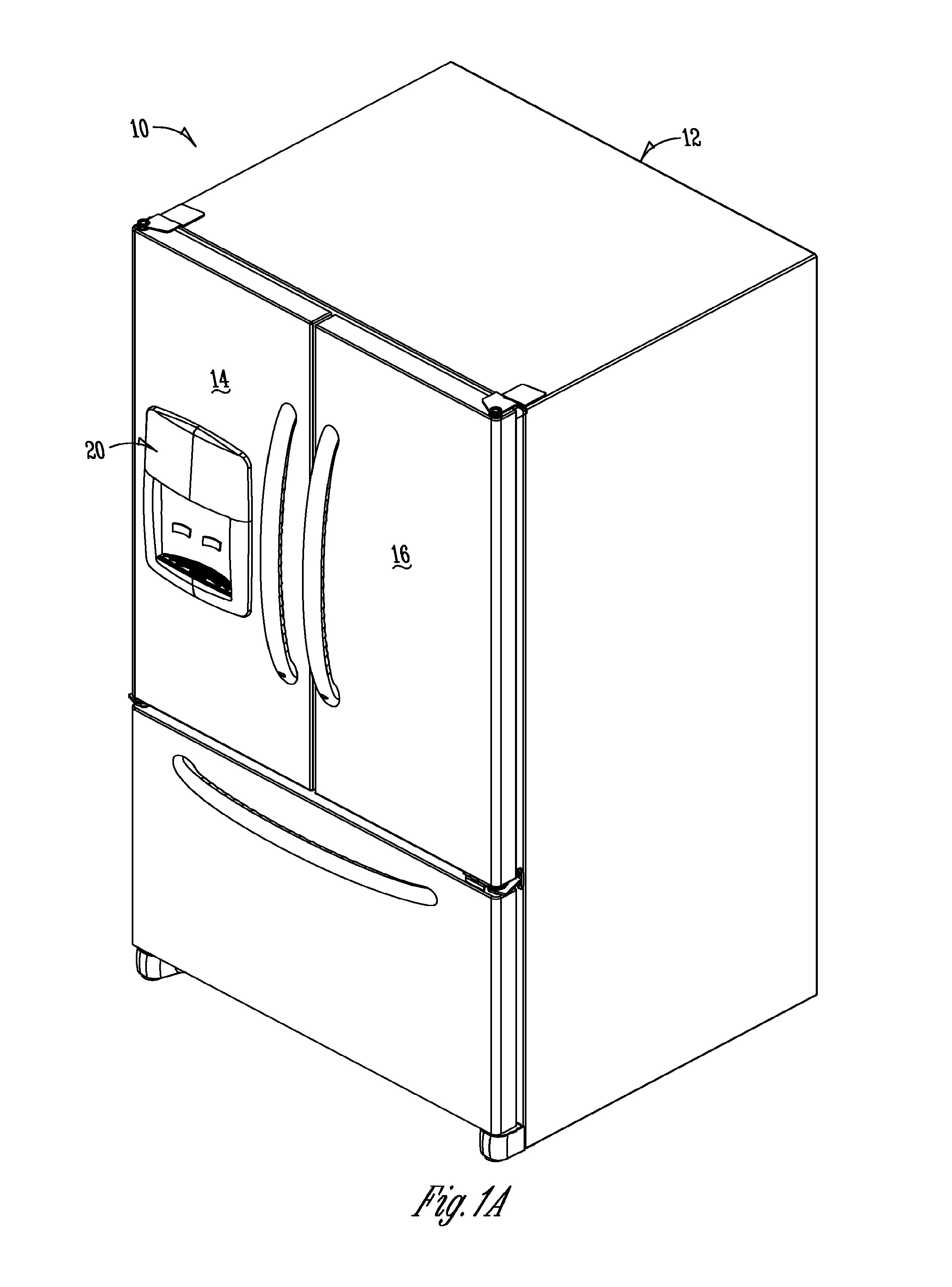 Two-plane door for refrigerator compartment